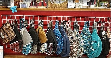 Kavu Rope Bags in display in our physical store