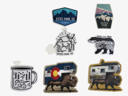Estes Park, Colorado Vinyl Die Cut quality stickers. Made in USA. Waterproof 3 to 5 year outdoor rating.
