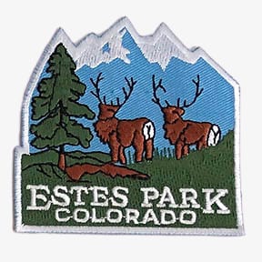 ESTES PARK COLORADO two bull elk snow cap peak embroidered patch